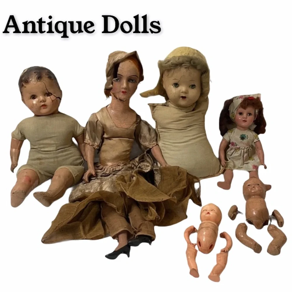 Vintage Dolls Collection & Doll Parts Antiques Victorian Primitive Collector